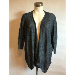 Athleta Dark Blue & White Heathered Knit Open Cardigan, Size XS